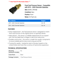 thumbnail image 2 of Front Fuel Pressure Sensor - Compatible with 2015 - 2020 Chevy Suburban 2016 2017 2018 2019, 2 of 2