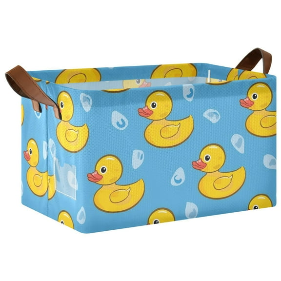 Little Duck on Water Collapsible Storage Bins Fabric Shelf Baskets with Handles 16.9"x11.4"x10" Closet Organizer