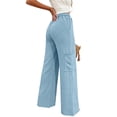 thumbnail image 5 of Nugftut Women's Drawstring Wide Leg Pants with Pockets Relaxed Lounge Trousers for Casual Travel, 5 of 6
