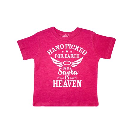 

Inktastic Handpicked for Earth By My Savta in Heaven with Angel Wings Gift Toddler Boy or Toddler Girl T-Shirt