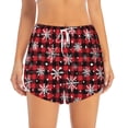 thumbnail image 4 of Lsque Buffalo Plaid Snowflakes Printed Women's Running Shorts with Liner Pockets,Elastic Quick Dry Workout Athletic Gym Yoga Shorts,Womens High Waist Shorts-XX-Large, 4 of 9