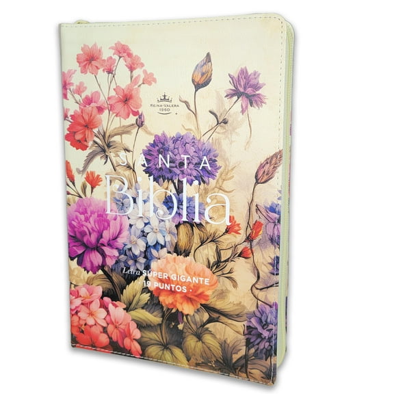 Biblia para Mujer con Cierre Letra Super Gigante 19 puntos Mediana RV1960 imit piel jardin vintage con indice y canto floral