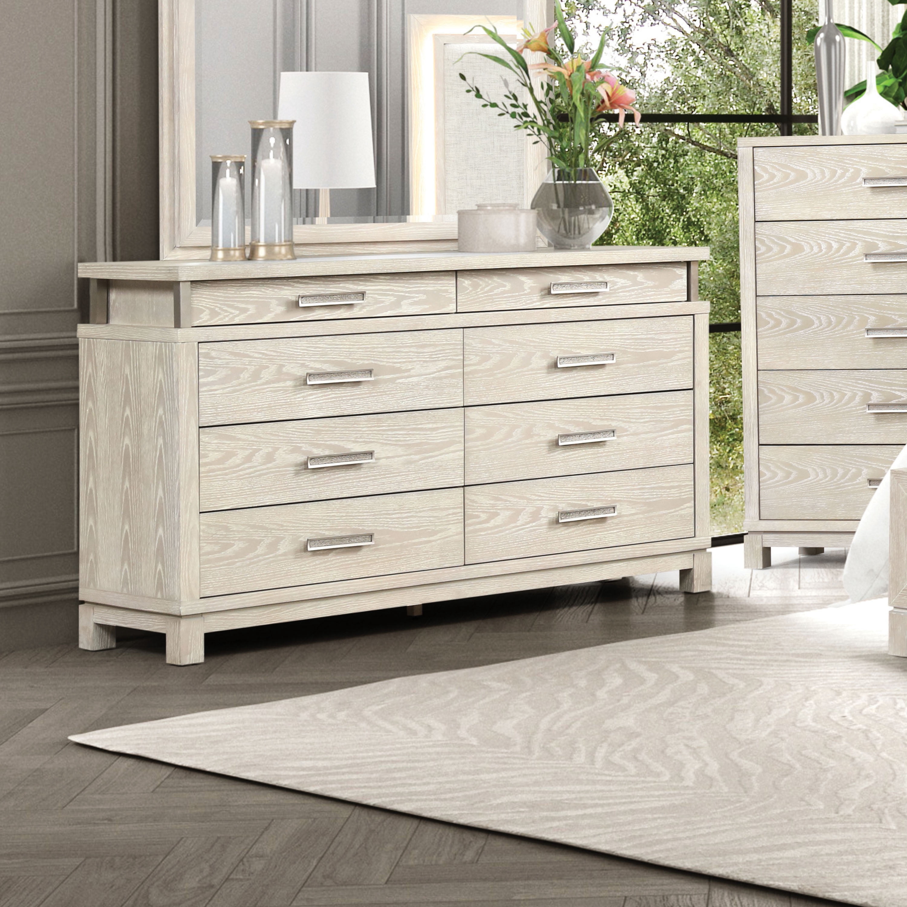 Furniture of America Sagnet Adult Transitional 8-Drawer Dresser, Weathered Gray