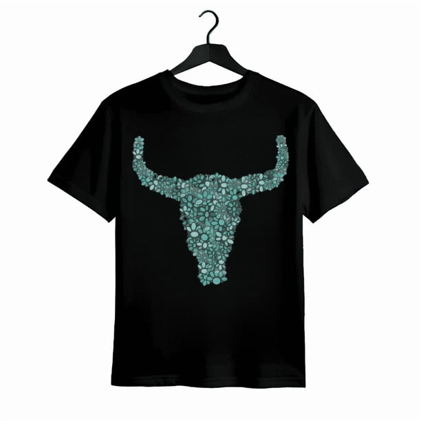 Estilo moderno para vaqueras: sudadera turquesa de cuerno largo para mujer, ideal para regalar.