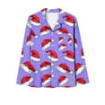 thumbnail image 5 of ZhiZhuang Womens Xmas Holiday Party Pajamas,Women Long Sleeve Shirts and Pants Sleepwear Button Down Comfort Cute Lounge Set Funny Christmas Print Outfit, 5 of 5