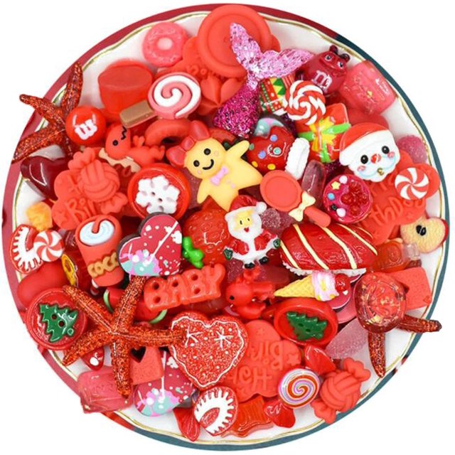 50 piezas de dijes de limo de Pascua, kit de fabricación de joyas de resina, cuentas de limo de espalda plana, suministros para manualidades de álbumes de recortes (púrpura)