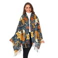 thumbnail image 2 of Women Winter Scarves Fashion Pashmina Shawl Wraps Long Blanket Scarf for Fall Spring Adorable Foxes with Flowers Leaves, 2 of 10