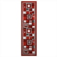 thumbnail image 2 of HR Abstract Red/Silver/Gray Geometric Modern Squares Pattern Runner Area Rug 1.97 by 7.2 feet, Light Red, 2 of 6