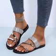 thumbnail image 5 of absuyy Womens Silver Sparkle Sandals | Glitter Thong Flat Slides with Soft Cushioned Footbed, Comfortable Casual Summer Shoes for Beach & Daily Wear,Size 9.5, 5 of 8