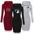 thumbnail image 2 of 2022 Spring Autumn Sweatshirt Long-Sleeved Dress Woman Clothing Hooded Collar Pocket Simple Casual Lady Dress SweatshirtL Gao Jinjia LED, 2 of 2