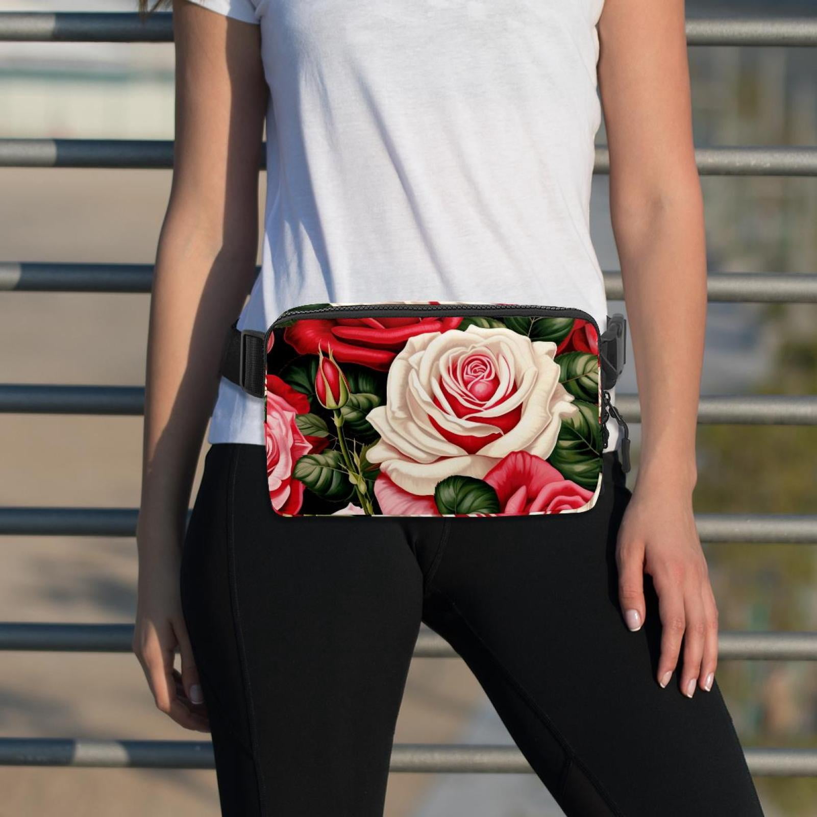 Rose Lightweight, Adjustable Cross Body Bag Fanny Pack with Extension Strap Money Belt - Unisex