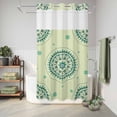 thumbnail image 6 of No Hook Shower Curtain, Green Floral Shower Curtains for Bathroom with See Through Top Window, round Floral Ethnic Abstract Patterned Waterproof & Washable Bath Curtain Small Stall 36"x78", 6 of 9