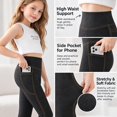 thumbnail image 4 of CALLINOX Girls Leggings High Waist Stretch Athletic Yoga Pants With Pockets For Kids 4T-16, 4 of 7