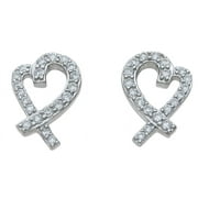Silver Cz Stud Heart Earrings Makes Unique Women Birthday Gift, Heart Sterling Silver Earrings