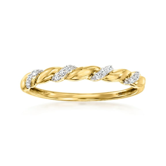 Pure Collection by Ross-Simons Diamond-Accented Twisted Ring in 14kt Yellow Gold, Women's, Adult