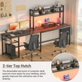 thumbnail image 6 of Homieasy L Shaped Desk with Power Outlet, LED Strip, Storage Shelf, Monitor Stand and Hutch, Grey Oak, 6 of 8