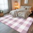 thumbnail image 5 of Pink White Buffalo Check 5x8 Area Rugs, Farmhouse Plaid Modern Geometric Non-Skid Rubber Backing Large Rectangle Rugs - Living Room Bedroom Home Office, Indoor Floor Mat Carpets Washable Rug, 5 of 9