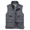thumbnail image 1 of UKAP Mens Fishing Vest Sleeveless Jacket Outdoor Regular Fit Holiday Cargo Grey 2XL, 1 of 2