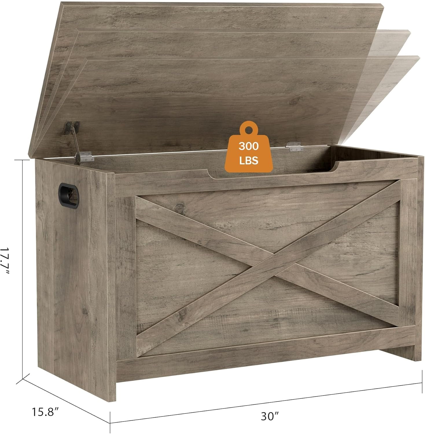 Garvee Wooden Storage Chest, 30"x15.78"x17.7", Safety Hinge Toy Box, Large Storage Bench for Entryway, Bedroom & Living Room, Greige
