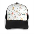 thumbnail image 3 of Naloa Cartoon House Adult adjustable Print Baseball Hat, Patchwork curved brim baseball capfor Men and Women, One Size, 3 of 5