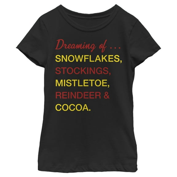 Girl's Lost Gods Christmas Dream List Graphic Tee Black Small