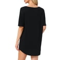 thumbnail image 3 of INSPIRE CHIC Women's T-shirt Nightgown V Neck Sleepshirts Comfy Oversized Nightshirt 2XL Black, 3 of 6