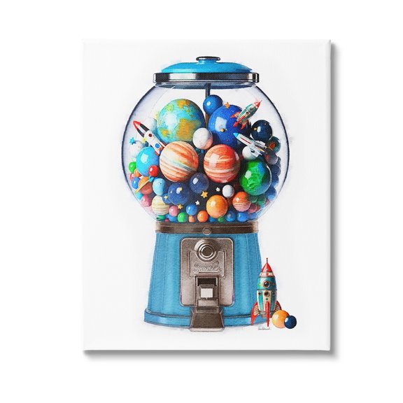Stupell Industries Outer Space Candy Dispenser Art for Kids Painting Gallery Wrapped Canvas Art Print Wall Art, 36 x 48
