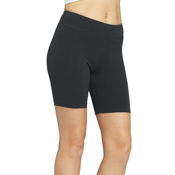 Conceited Women's Lola Soft Stretch Cotton Bike Shorts with High Yoga Waistband
