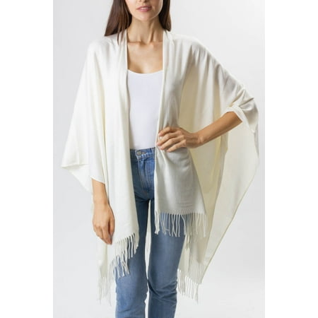 ADRIENNE VITTADINI WOMEN'S SO SOFT GLITTER RUANA WITH FRINGES