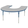 thumbnail image 1 of 60in x 66in Horseshoe Everyday T-Mold Adjustable Activity Table Grey/Blue - Toddler Swivel with Seven 12in Stack Chairs Blue - Swivel Glide, 1 of 2