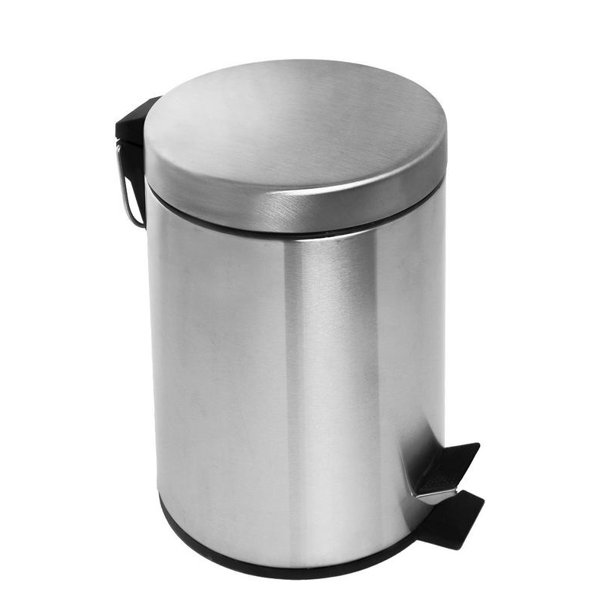 Estilo Round Brushed Stainless Steel Step Trash Can 5L Fingerprint