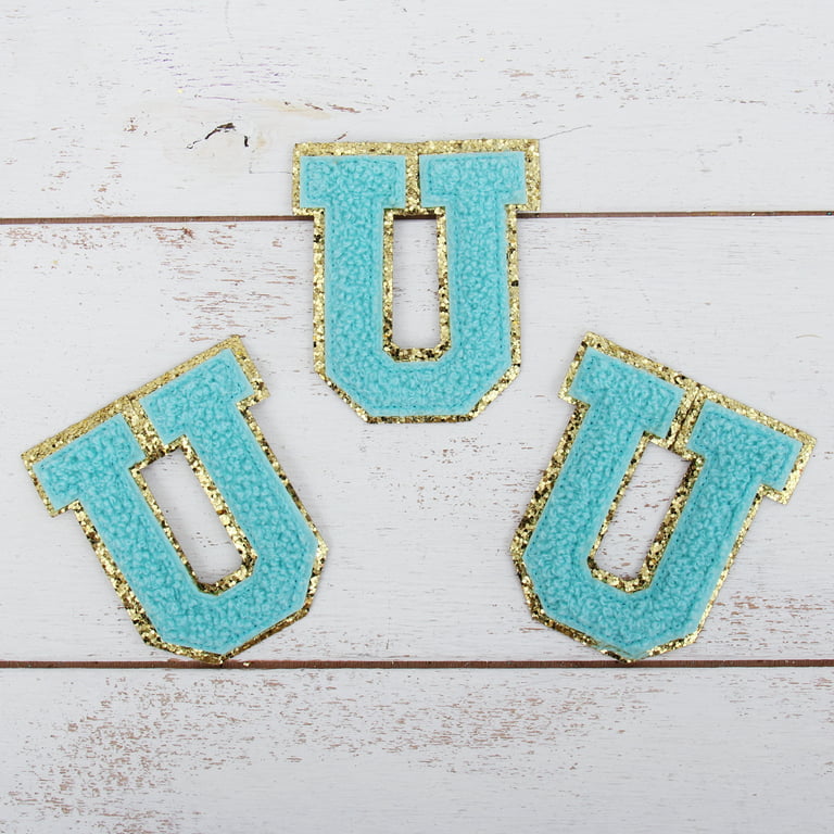 Teal Iron-On Glitter Varsity Letter Patches