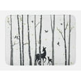 thumbnail image 1 of Deer Bath Mat, Doodle Style Illustrated Animals Among Birch Tree Silhouettes, Plush Bathroom Decor Mat with Non Slip Backing, 29.5" X 17.5", Apple Green Dimgray, by Ambesonne, 1 of 2