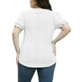 thumbnail image 5 of Yuzhih Shirts for Women Summer Plus Size Tops Solid Color Tees Round Neck Puff Sleeve Tunic Hollow out Blouses, 5 of 7