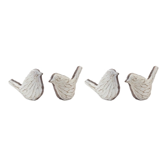 Melrose Washed Bird Figurines - 6" - White - Set of 4
