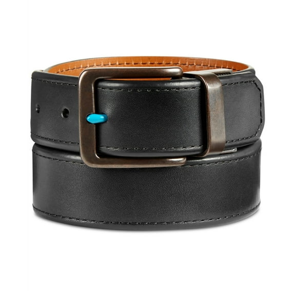 Original Penguin Mens Reversible Leather Belt, Black, 30