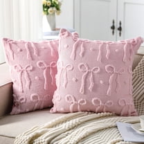 Valentine Decor Pink Plush Heart Pillow Ribbon Accent Velvet Sofa Romantic Bedroom Living Room Valentine Decorations Valentine Pillow Covers​