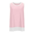 thumbnail image 6 of Teissuly Women's Summer Casual Patchwork Fake Two-piece Sleeveless Top T-shirt Round Neck Sleeveless Garment, 6 of 6