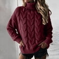 thumbnail image 5 of Fall Sweaters for Women Turtleneck Cable Knit Pullover Tops Fall Winter Soft Cozy High Neck Chunky Cable Knit Jumpers Long Sleeve Clothes, 5 of 5