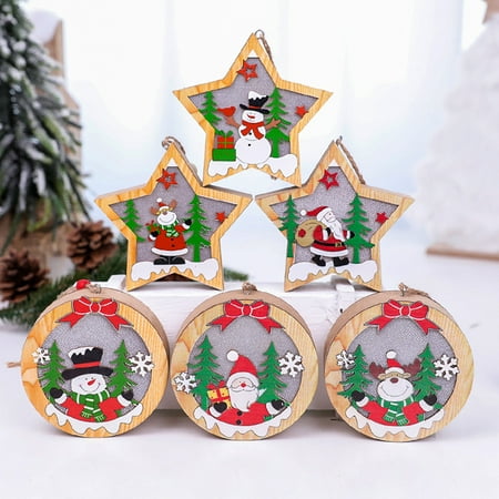 

Gwong LED Elk Pattern Christmas Pendant Wood Xmas Party Festival Ornaments Home Decor