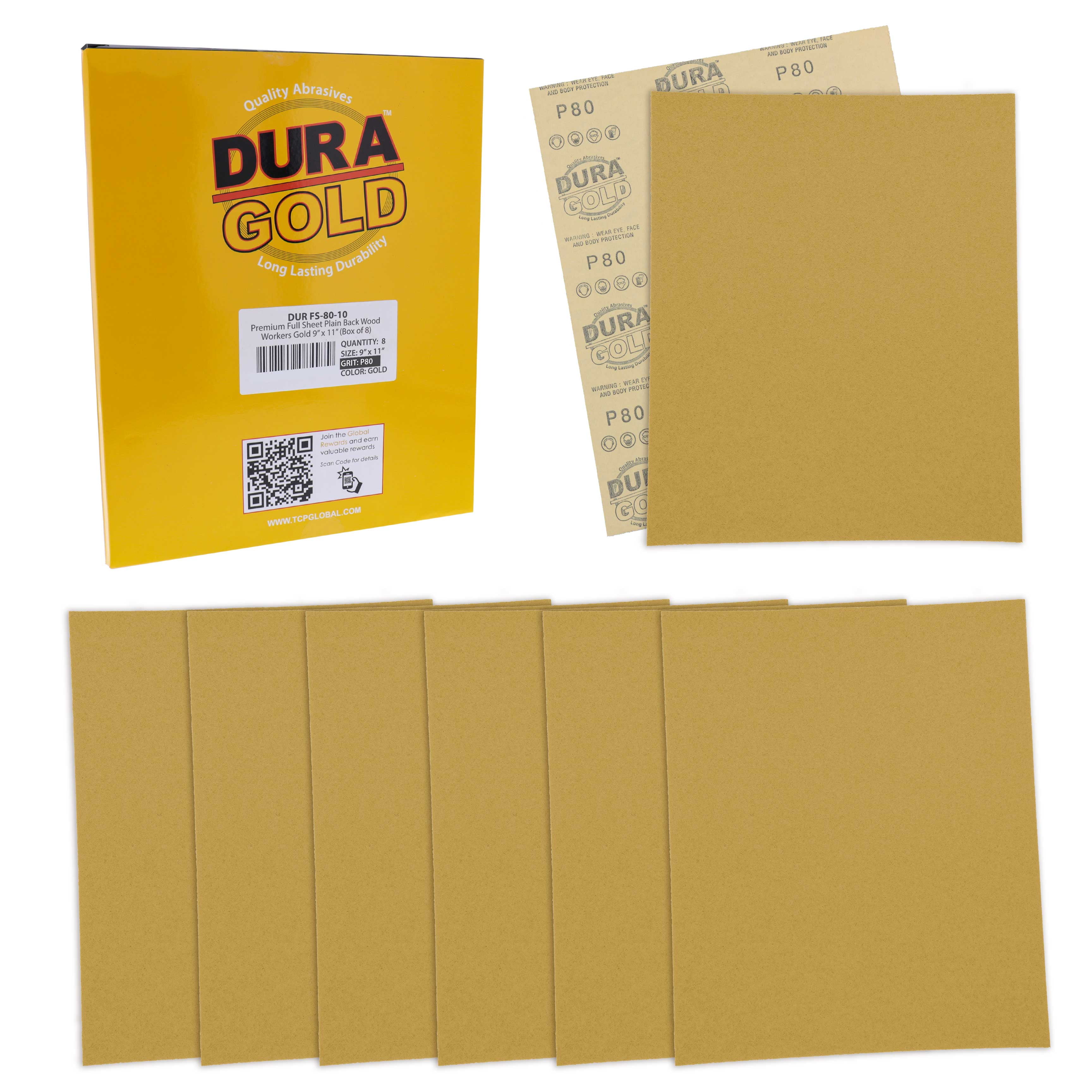 Professional cut to 5-1/2 x 9 Sheets 400 Grit Premium Wet or Dry Color Sanding and Polishing for Automotive and Woodworking Box of 25 Sandpaper Finishing Sheets Dura-Gold 