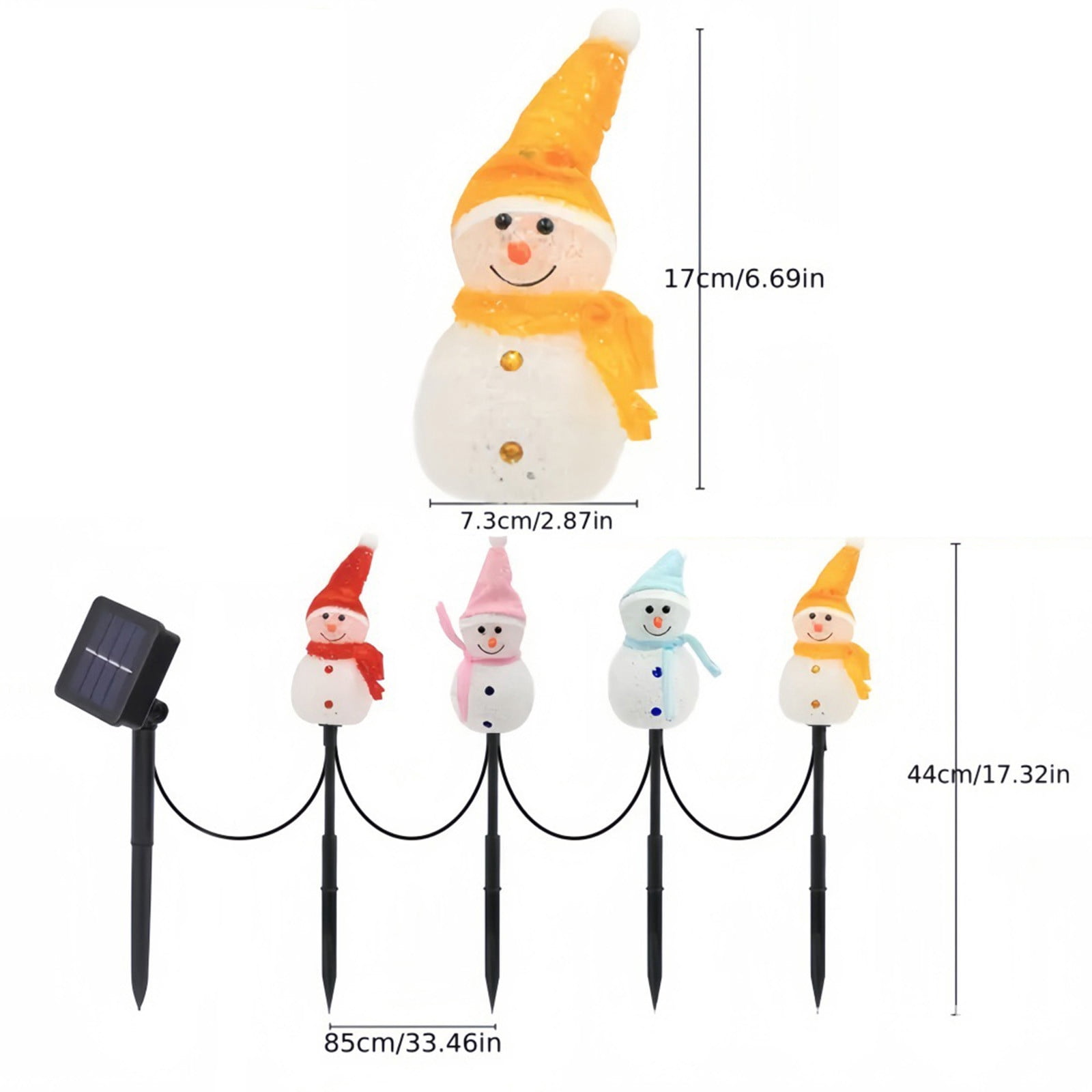 Cadorn Outdoor Waterproof Solar Snowman Lawn Lights with 4 In-Ground Stakes, Solar Powered Garden Decor for Yard