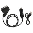 thumbnail image 2 of Câble Adaptateur Convertisseur, Plug and Play SCART vers Interface Multimédia HD Convertisseur Compact Flexible Alimentation USB HD 1080P pour VCR, 2 of 7