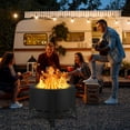 thumbnail image 2 of Ourlova Foyer au Bois Sans Fumée de 26 Pouces, avec Base pour Plateau à Cendres, Tisonnier et Pied Réglables, Foyer Extérieur avec Sac à Poussière pour BBQ, 2 of 9