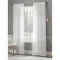 thumbnail image 4 of Bohemian Ethnic Sheer Curtains 96 Inches Long 2 Panels Brown Lines Linen Texture Light Filtering Semi Sheer Window Curtains Drapes for Bedroom Living Room 52"x96", 4 of 7