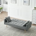 thumbnail image 2 of 71.7-Inch Gray Sofa Bed with Teddy Fleece Upholstery, Convertible Sleeper Couch with Two Plush Throw Pillows, Cozy Modern Design for Living Room or Guest Space, 2 of 6