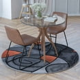 thumbnail image 3 of BizChair 5' x 5' Round Orange Abstract Area Rug - Olefin Rug with Jute Backing - Living Room, Bedroom, Family Room, 3 of 10