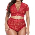 thumbnail image 1 of Gibobby Ropa interior mujer sexy Conjunto de lencería de Encaje para Mujer con Cinturones de Liguero, Sujetador y Bragas, sostén y Tanga(Rojo, XXG), 1 of 3
