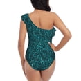 thumbnail image 5 of Gukieu teal sparkling Print One-shoulder Ruffled One-piece Swimsuit with Removable Chest Pads and Tummy-control Swimsuit for Women-Large, 5 of 6