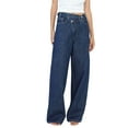 thumbnail image 2 of SUNSIOM Women’s Mid Rise Washed Jeans Crossover Wide Leg Loose Denim Pants Trousers with Pockets, 2 of 6
